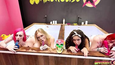 Wet lesbians in a jacuzzi