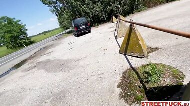 Asian hitchhiker picked up and fucked in Europe