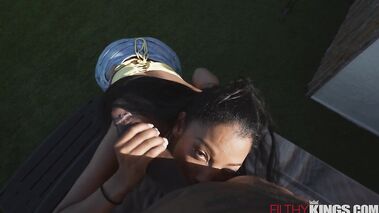 Black babe fucked hard by giant BBC