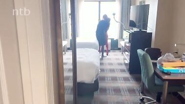 Blonde hotwife in a hotel room with black FWB