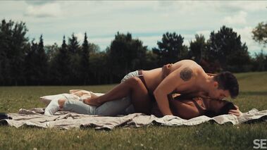 Picnic sex in a sunny park