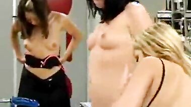 Three girls in anal fucking machine contest