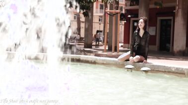 Transparent Black Sheer Dress In Public