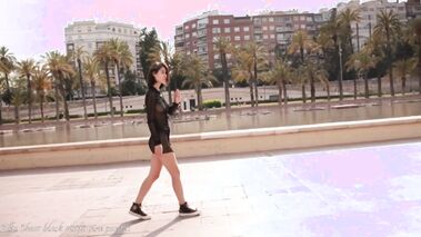 Transparent Black Sheer Dress In Public