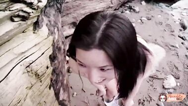 Japanese Girl Getting Naked On The Beach