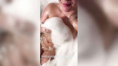 Sexy Wife in taking Bath Playing Her Tits