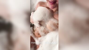 Sexy Wife in taking Bath Playing Her Tits