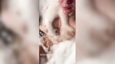 Sexy Wife in taking Bath Playing Her Tits
