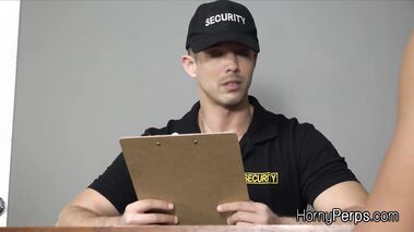 Mall cops ass fucks two suspects on the desk