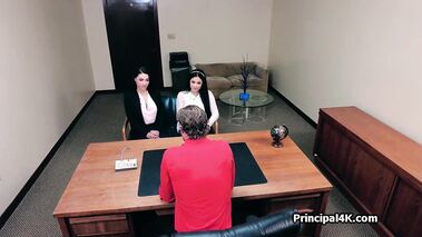 Secretary and vice principal blowing dick at the office