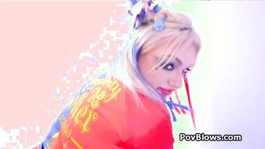 Gracie in fishnets slides on my dick pov style