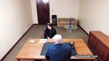 Principal tries on mature teachers juicy pussy