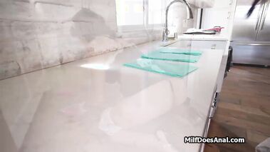 Busty Latina maid busted toying at work