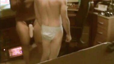 Aggressive Dirty Talking Wife Grabs His Hips Pegging Him Hard